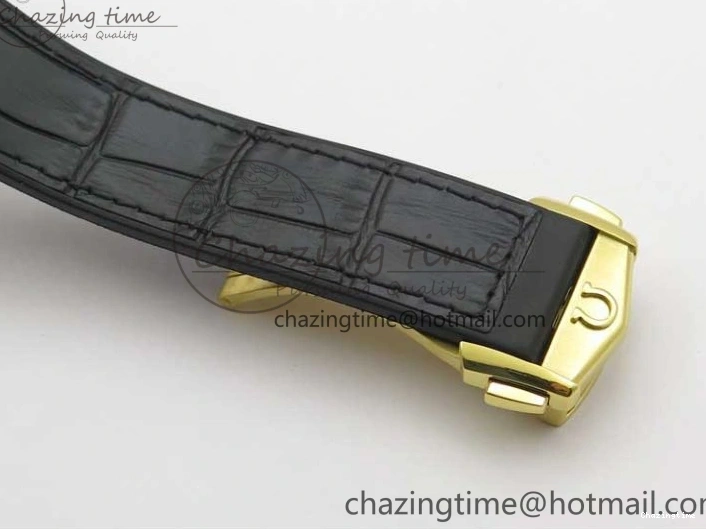 0318 HighQuality Constellation 131.33.41.21.03.001 YG TW Best Edition Black Dial On Gummy Strap A 7871